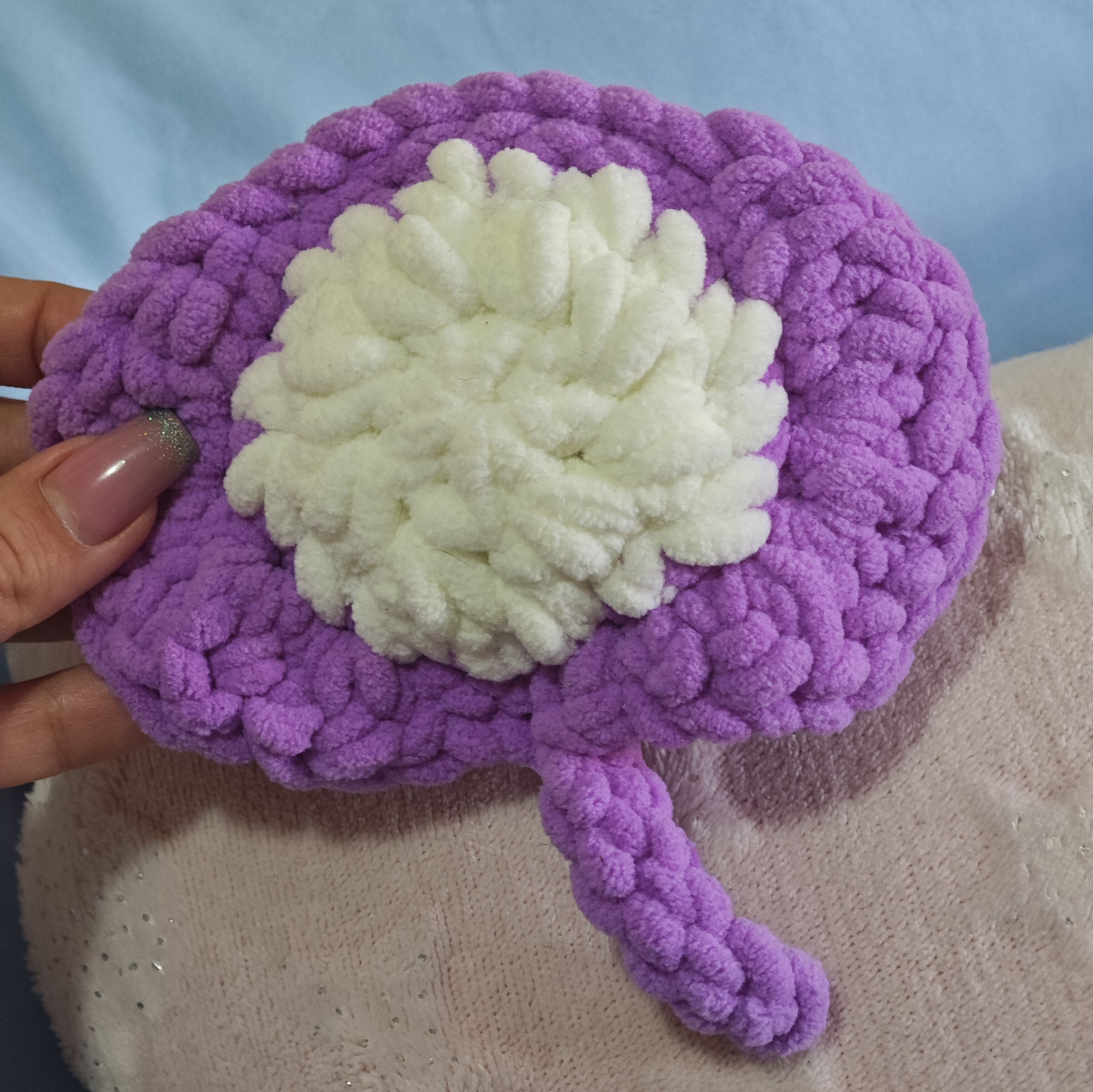 Purple Baby Stringray crochet keychain